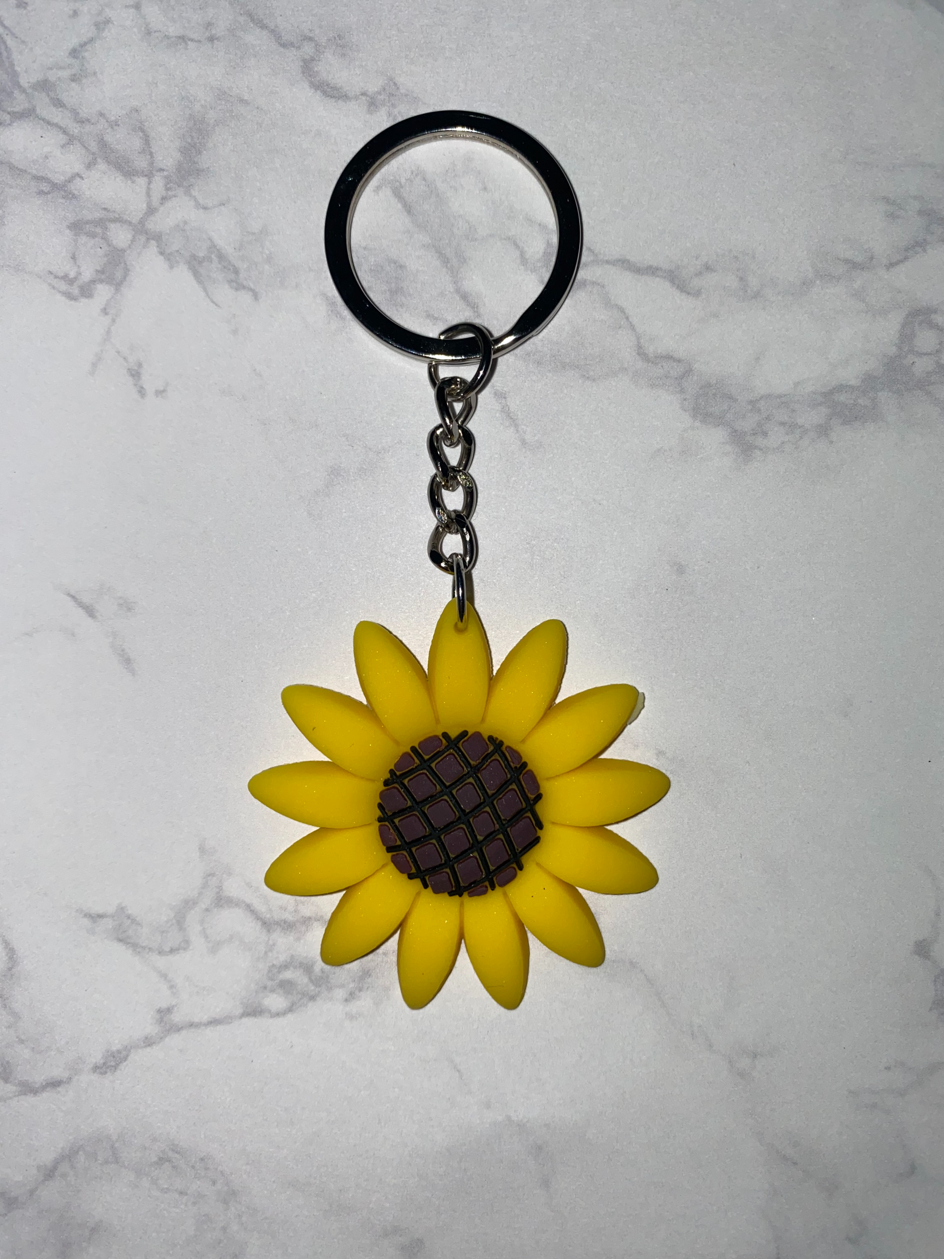 opvise Flower Keychain Refreshing Acrylic Cute Clear Print DIY Gift Slim  Rose Sunflower Car Key Ring Pendant Bag Accessories 